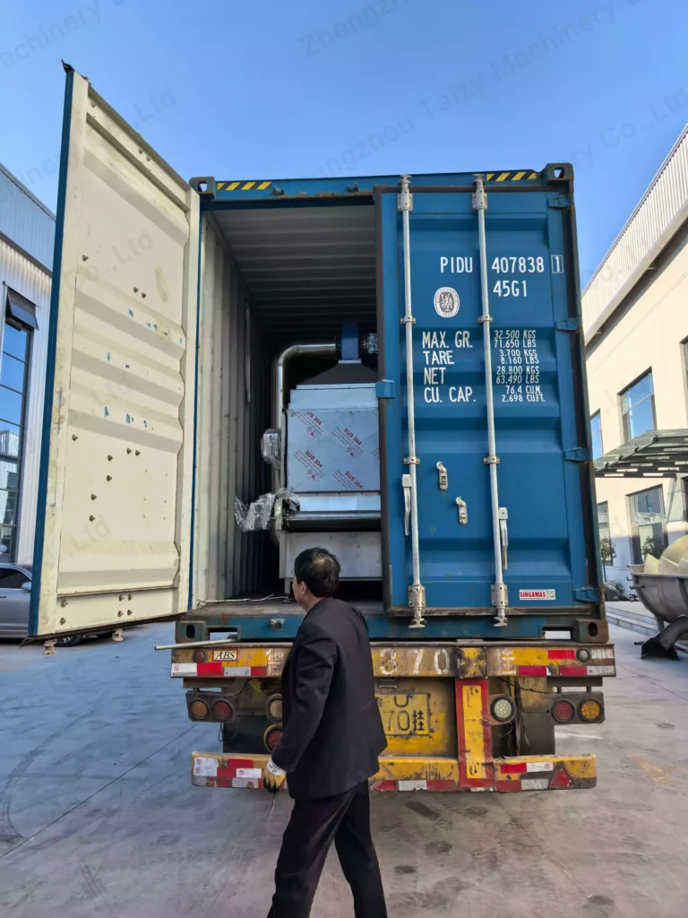 Loading the mesh belt dryer