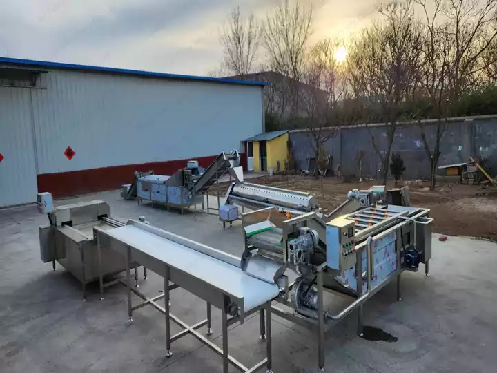 Linha de Descasque e Limpeza de Pés de Frango