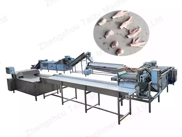 Линия очистки и очистки куриных лапок