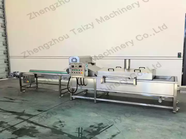 Continuous fryer with conveyor belt