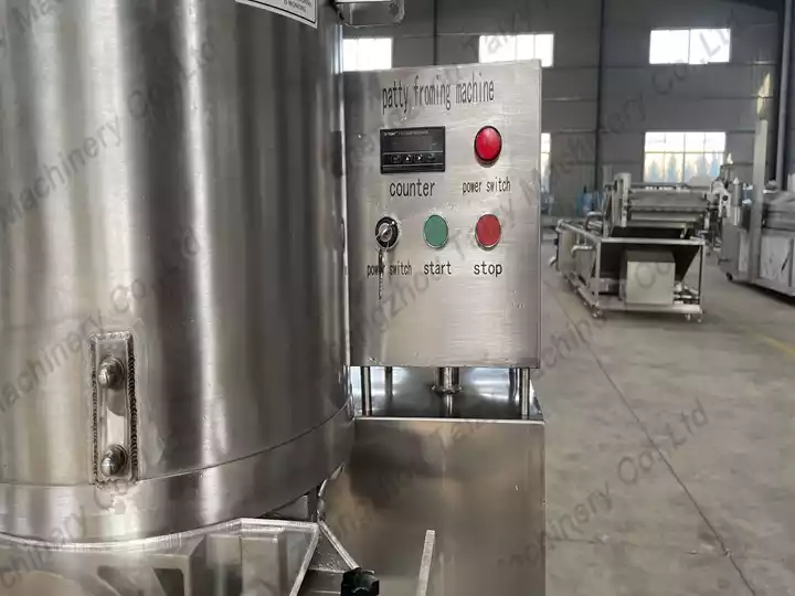 Patty forming machine connected with frying machine
